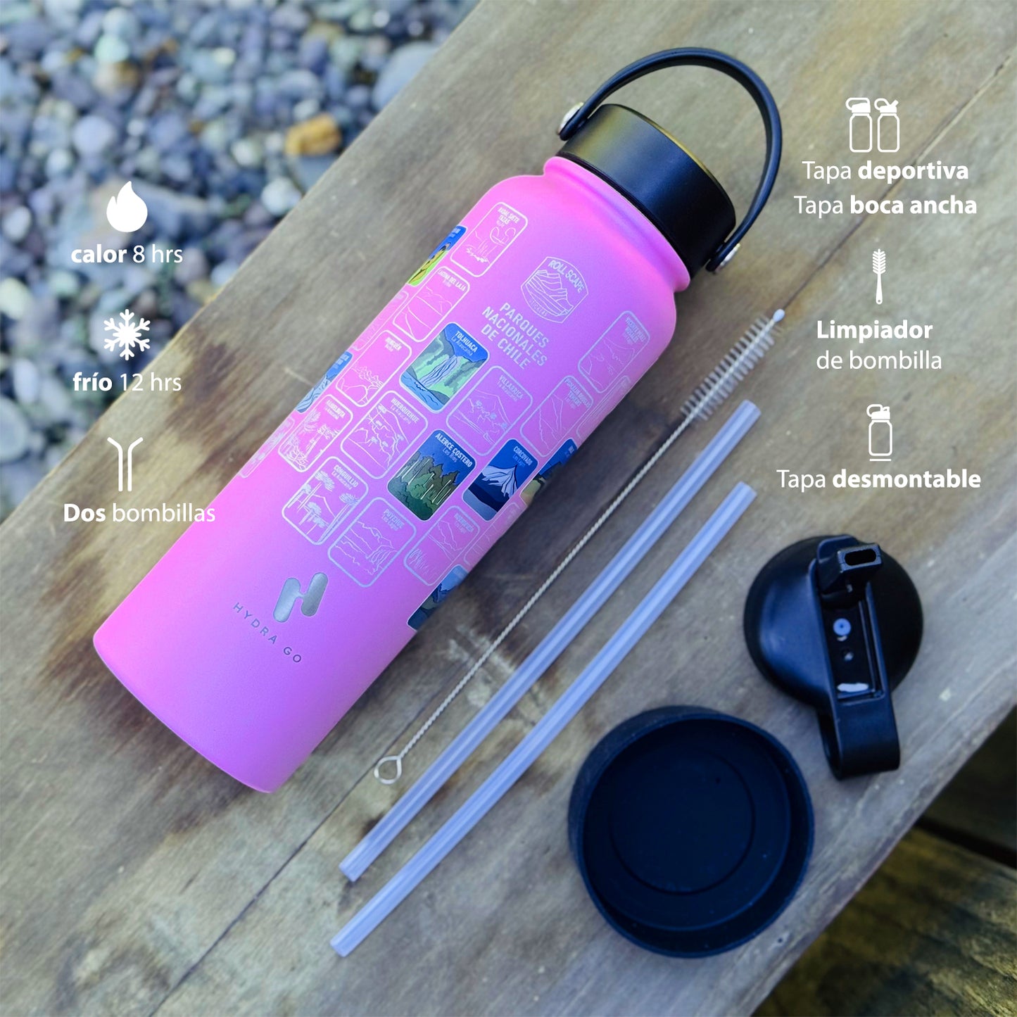 Botella + Stickers Parques Nacionales de Chile