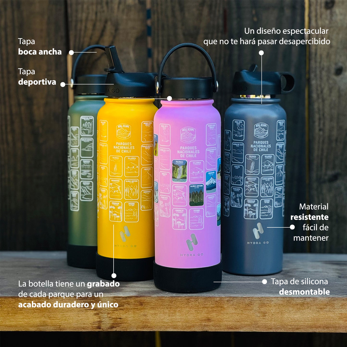 Botella + Stickers Parques Nacionales de Chile